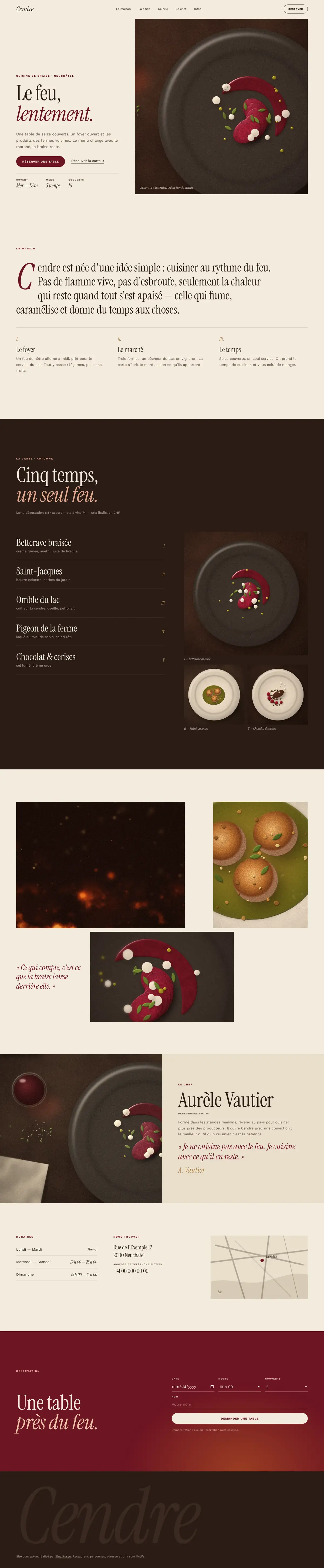 Aperçu animé du site conceptuel Cendre