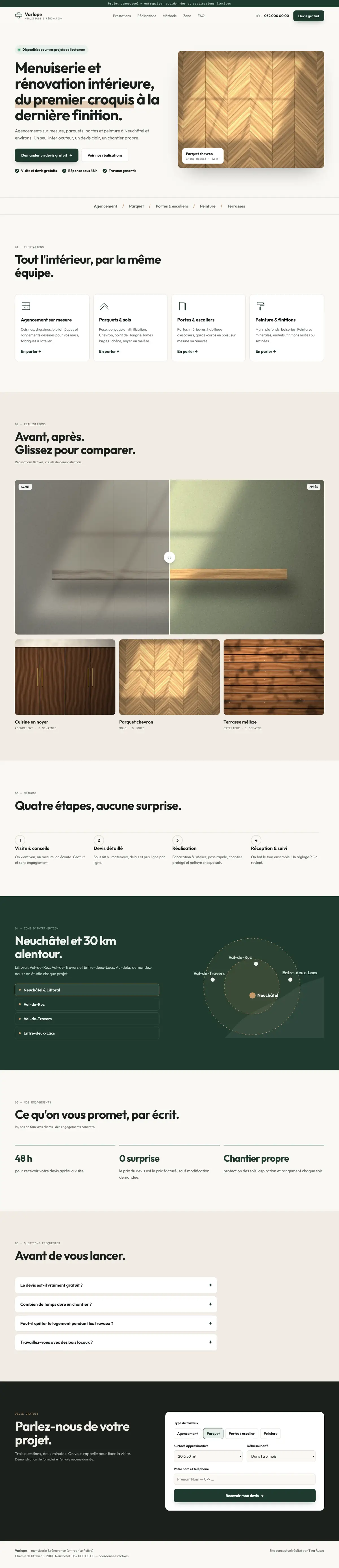Aperçu animé du site conceptuel Varlope